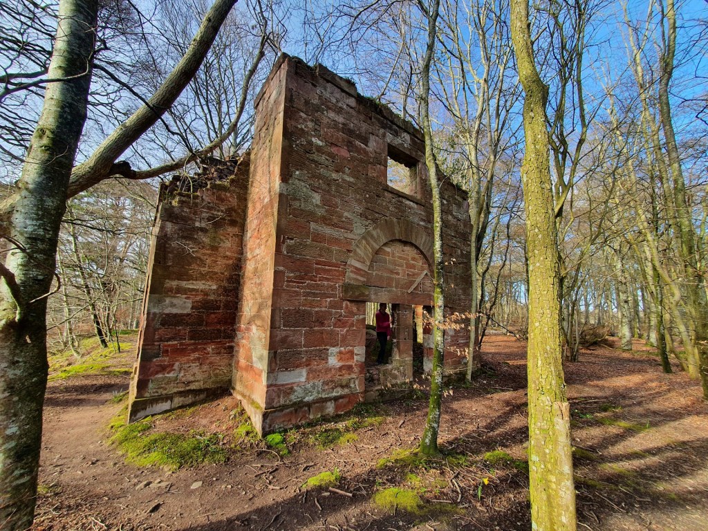 A ruin in the forest. 