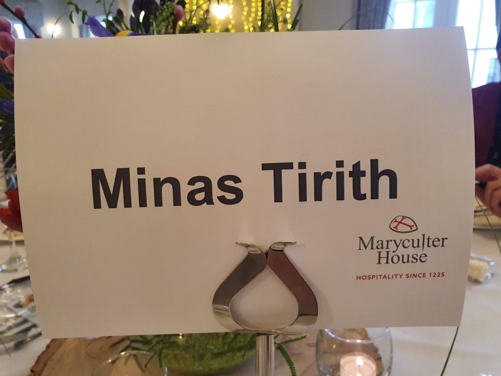 The Minas Tirith sign on our table
