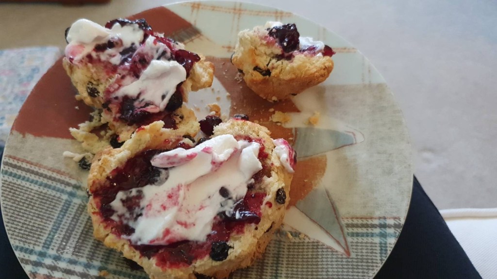 Scones with jam and coconut cream