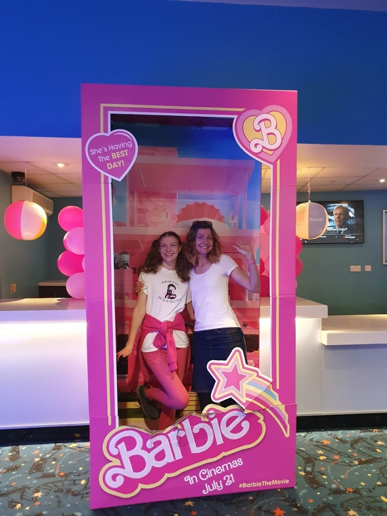 Elizabeth and Rachel in the Barbie box