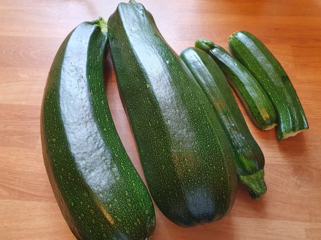 Home-grown courgettes