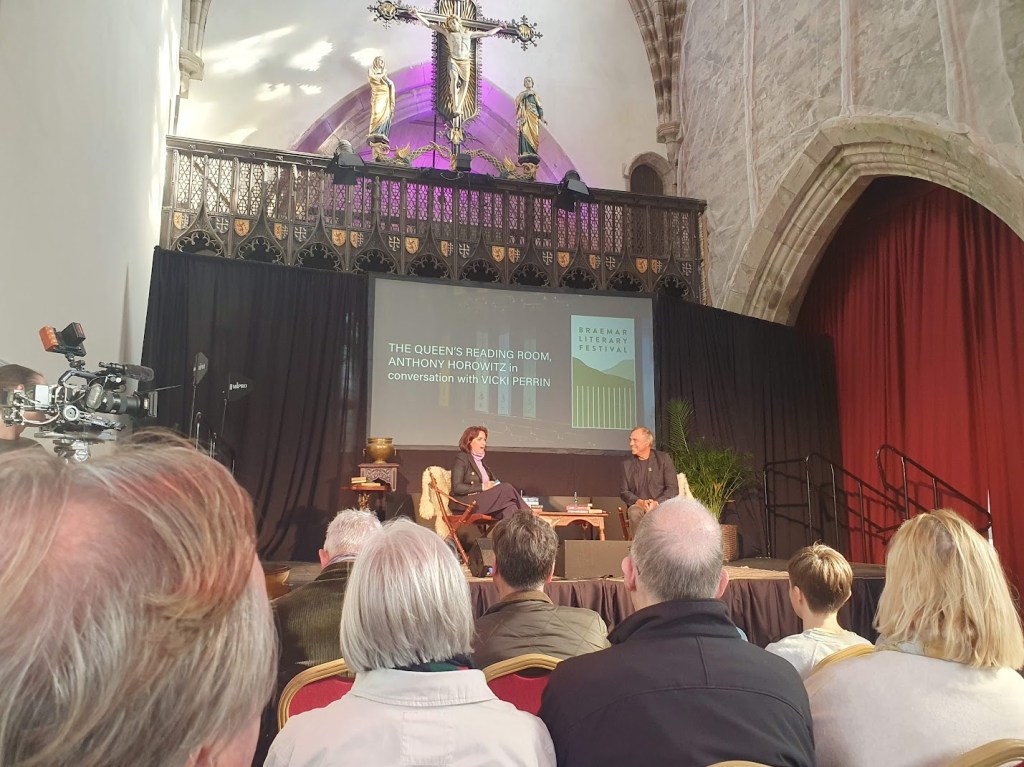 Anthony Horowitz and Vicky Perrin in St Margaret's Church