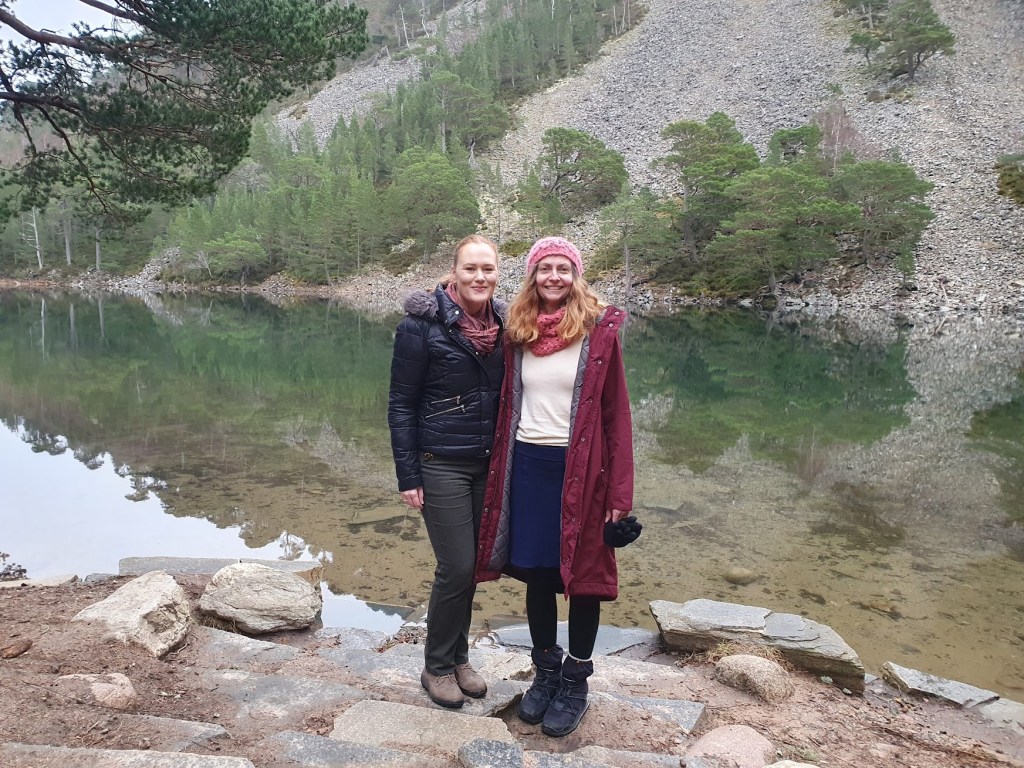 Cara and Rachel next to the Green Loch