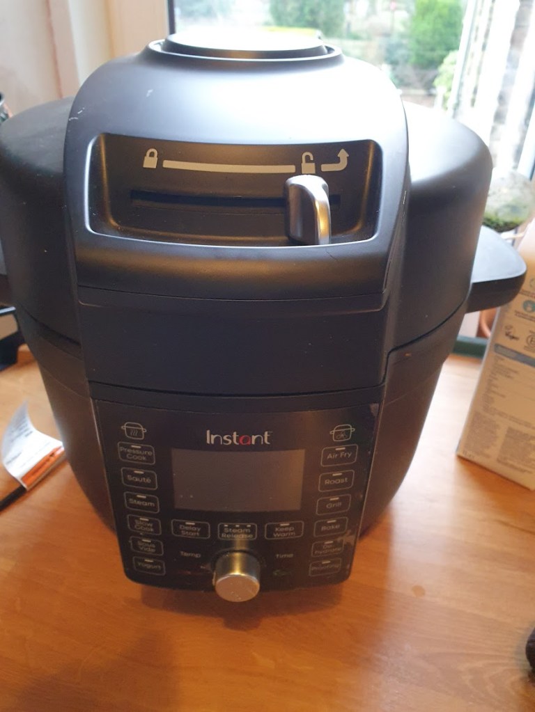 Instant Pot pressure cooker, air frying all in one.
