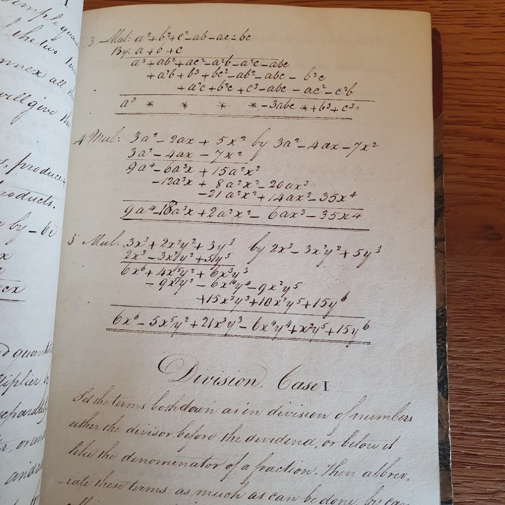 Mathematics lecture notes. It looks like long division and there's a heading that says, "Division Case 1".