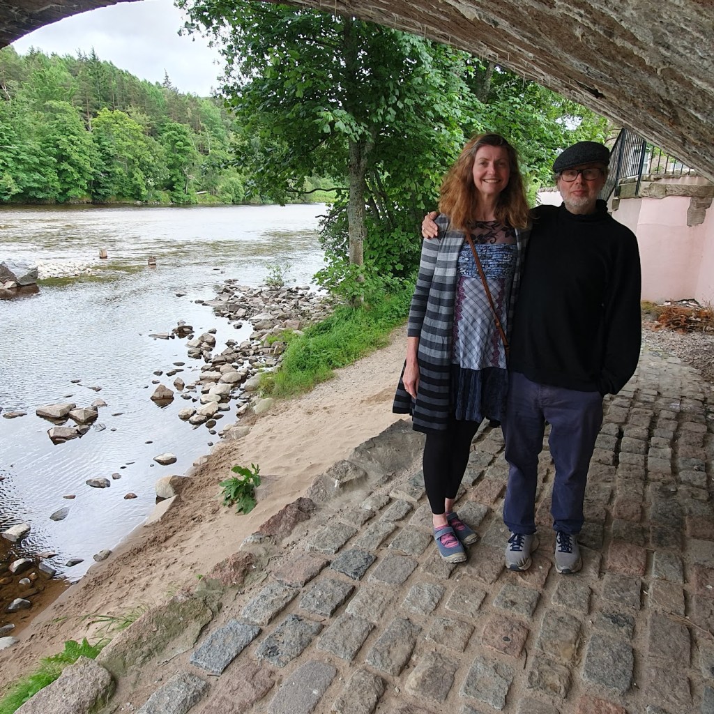 Rachel and Ben under the bridge beside the River Dee.