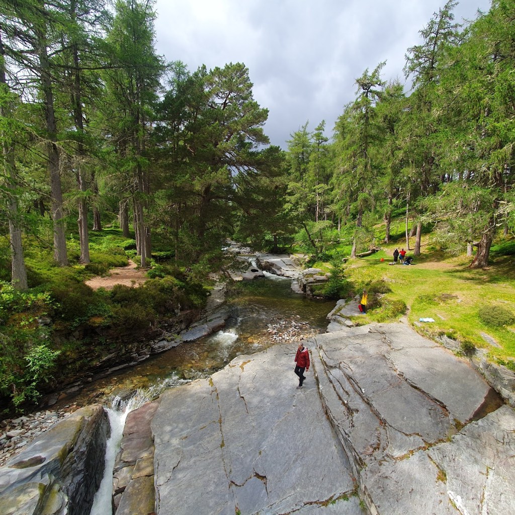 Looking down at the devil's punchbowl at Linn of Quoich.