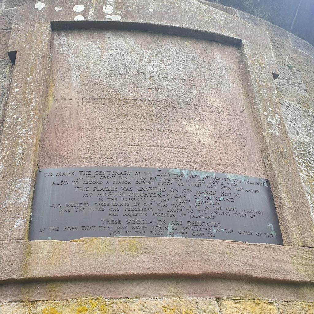 The plaque on the front of the Tyndall monument. 