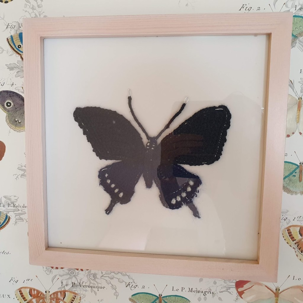 Close-up of the crochet butterfly