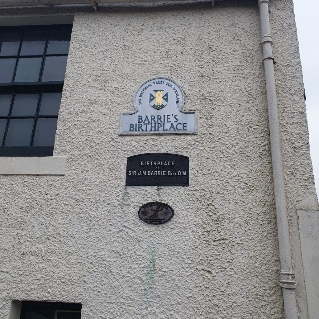J M Barrie's birthplace - a small white-washed cottage.