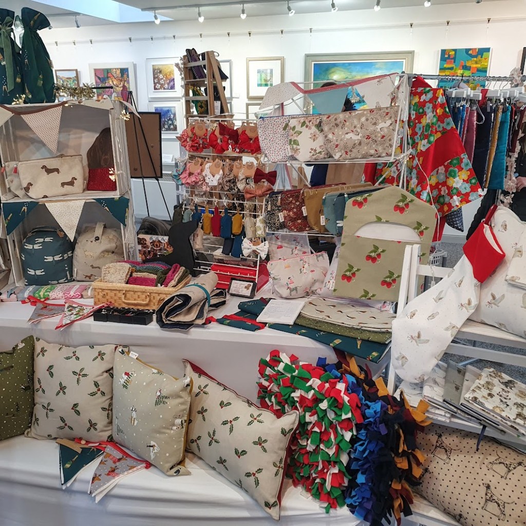 Crafts at the markets - cushions and other textile goods.