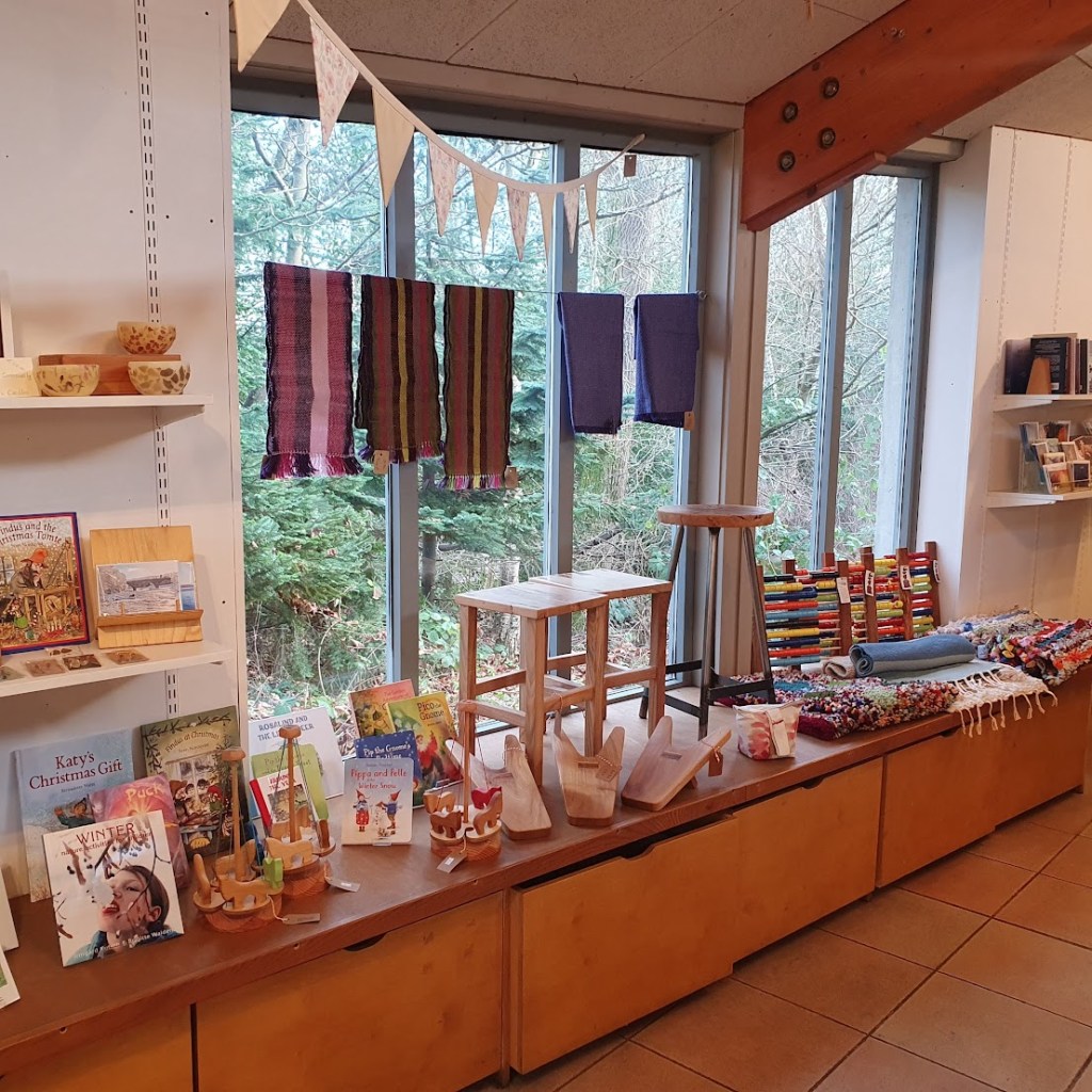 Newton Dee café with crafts for sale in front of the window.