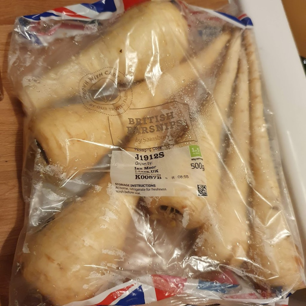 A bag of parsnips from Sainsbury's