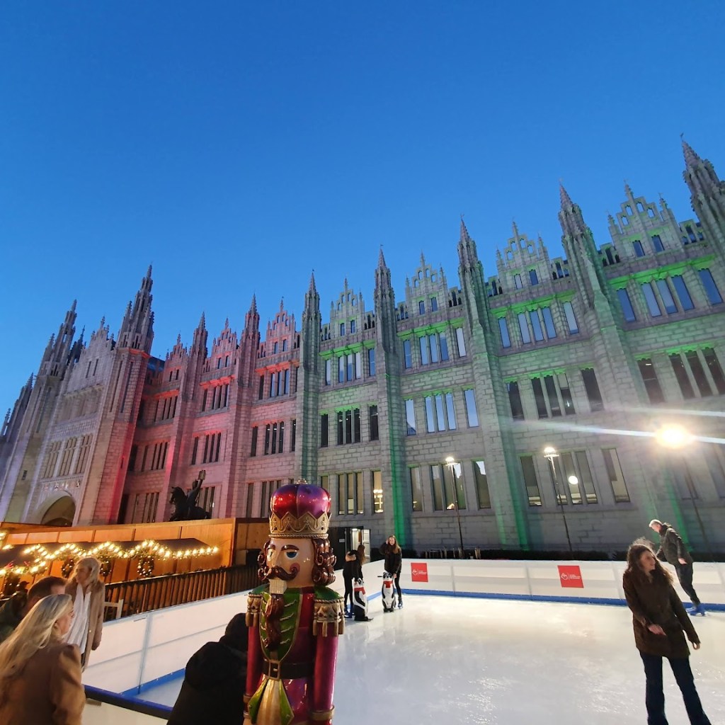 The skating rink in front of Marischal College.