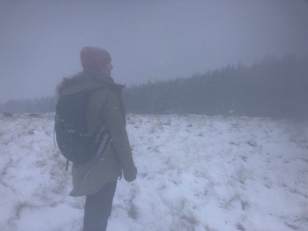 Elizabeth in very poor visibility with everything misted up.