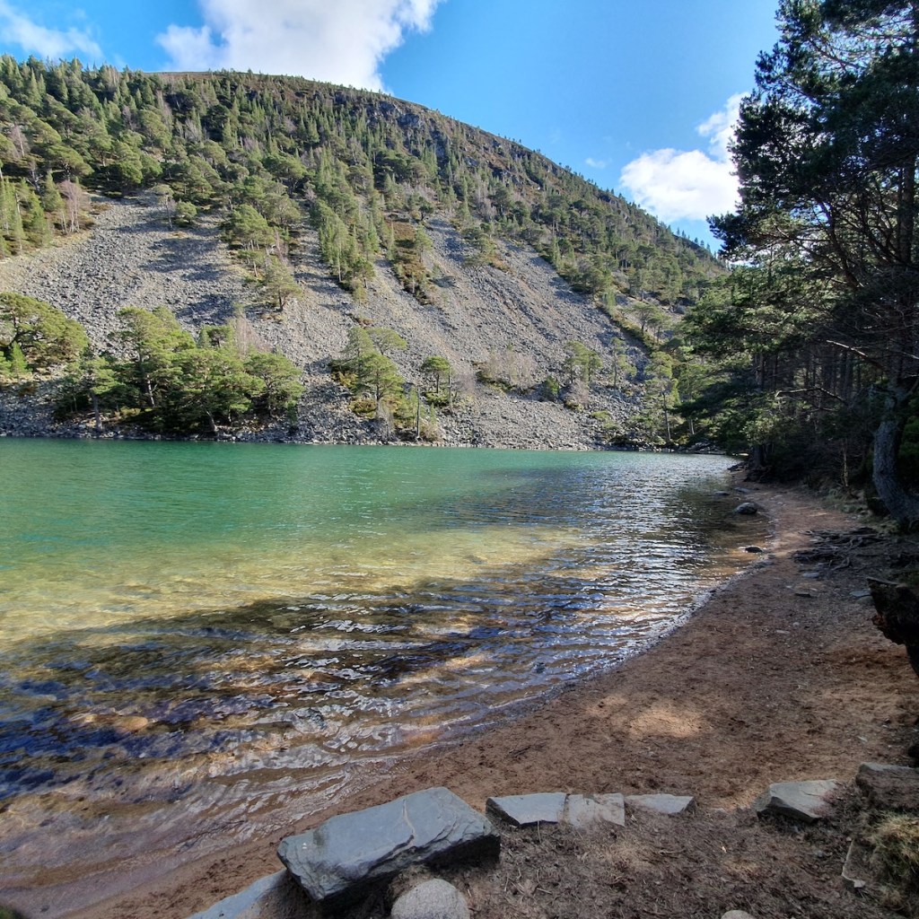 Looking in the other direction towards the big hill behind the loch.