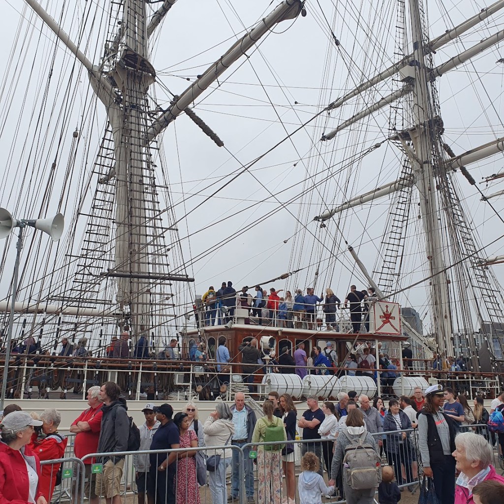 Lots of members of the public on board one of the ships to have a look around.