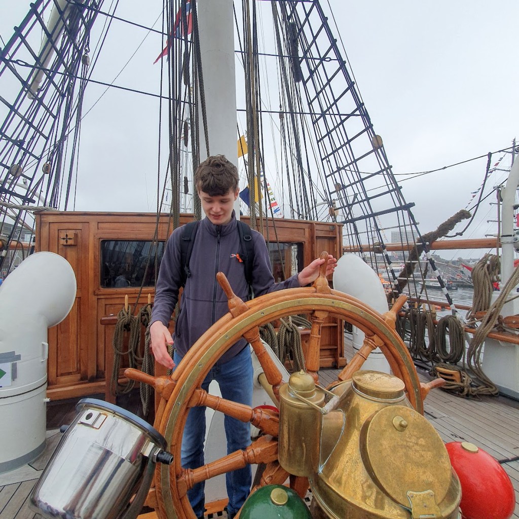 Daniel at the wheel.