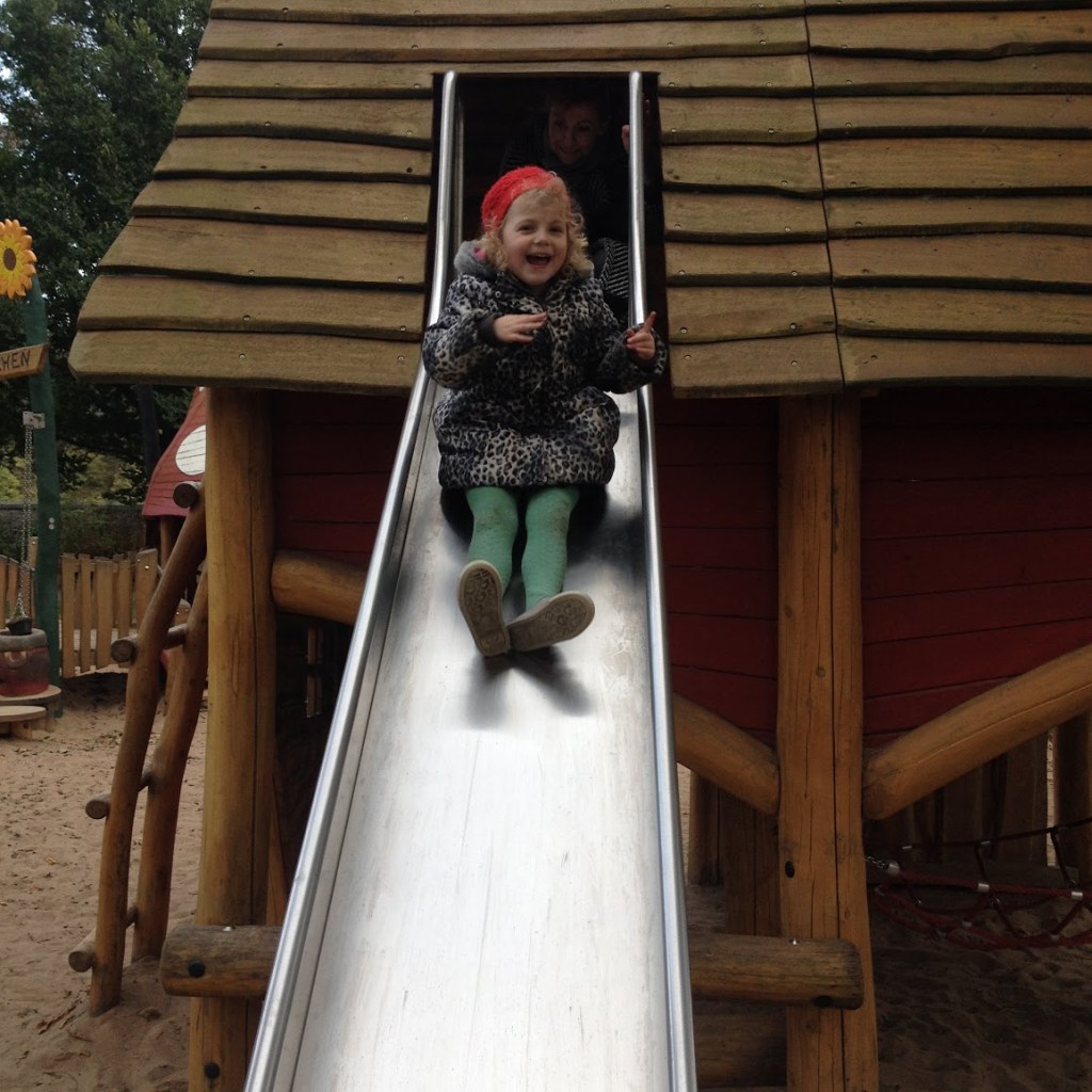 Elizabeth at 4 years old on the slide in the playground at Duthie Park