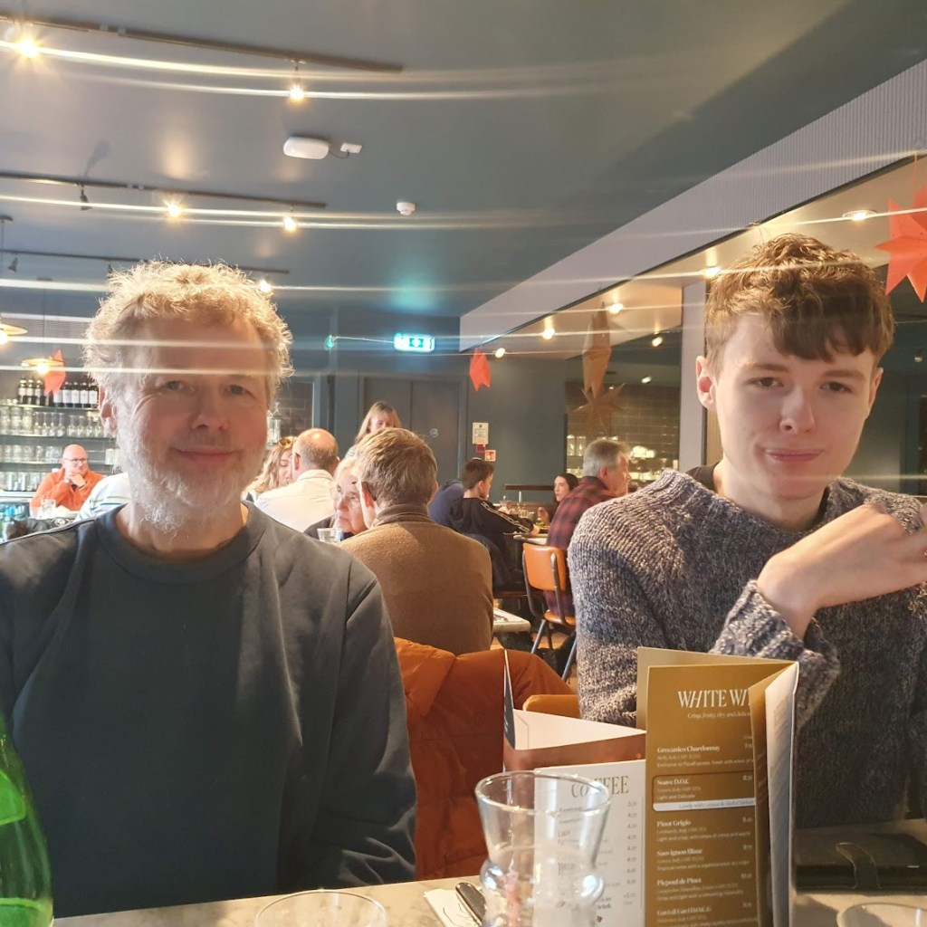 Dad and Daniel at Pizza Express