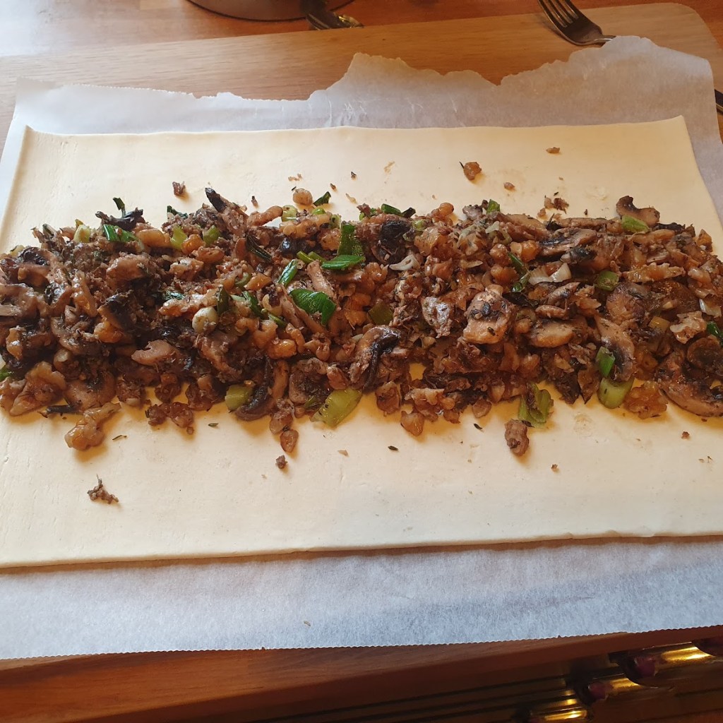 Duxelles on pastry