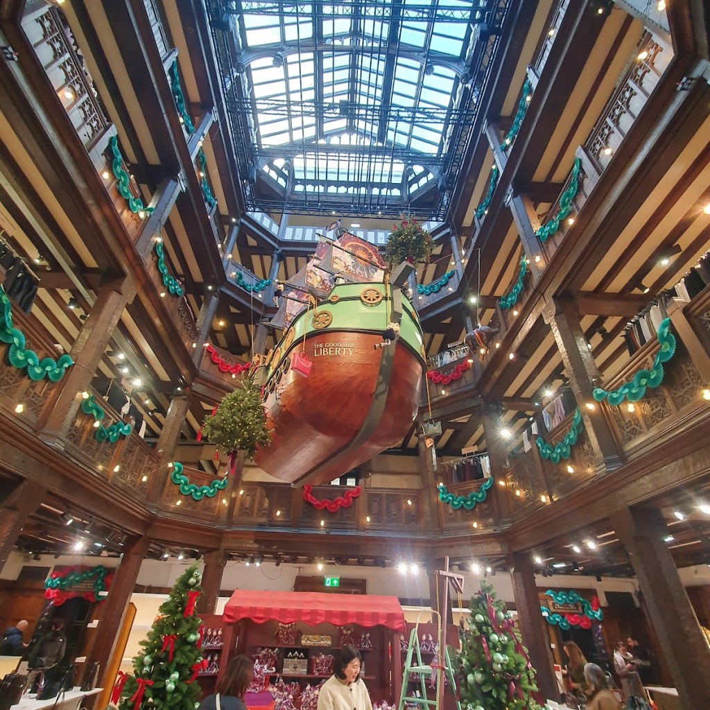 Inside Liberty where there's a ship suspended from the ceiling.