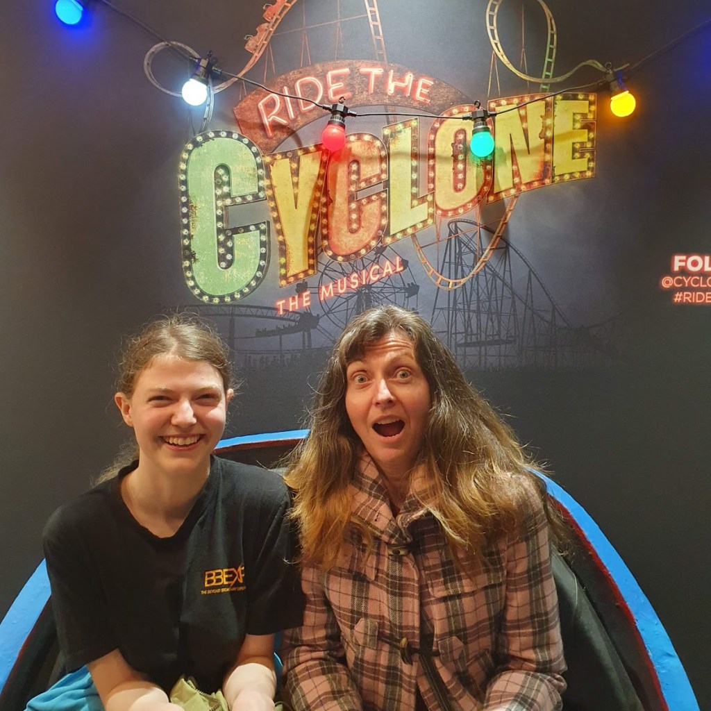 Rachel and Elizabeth on the rollercoaster.