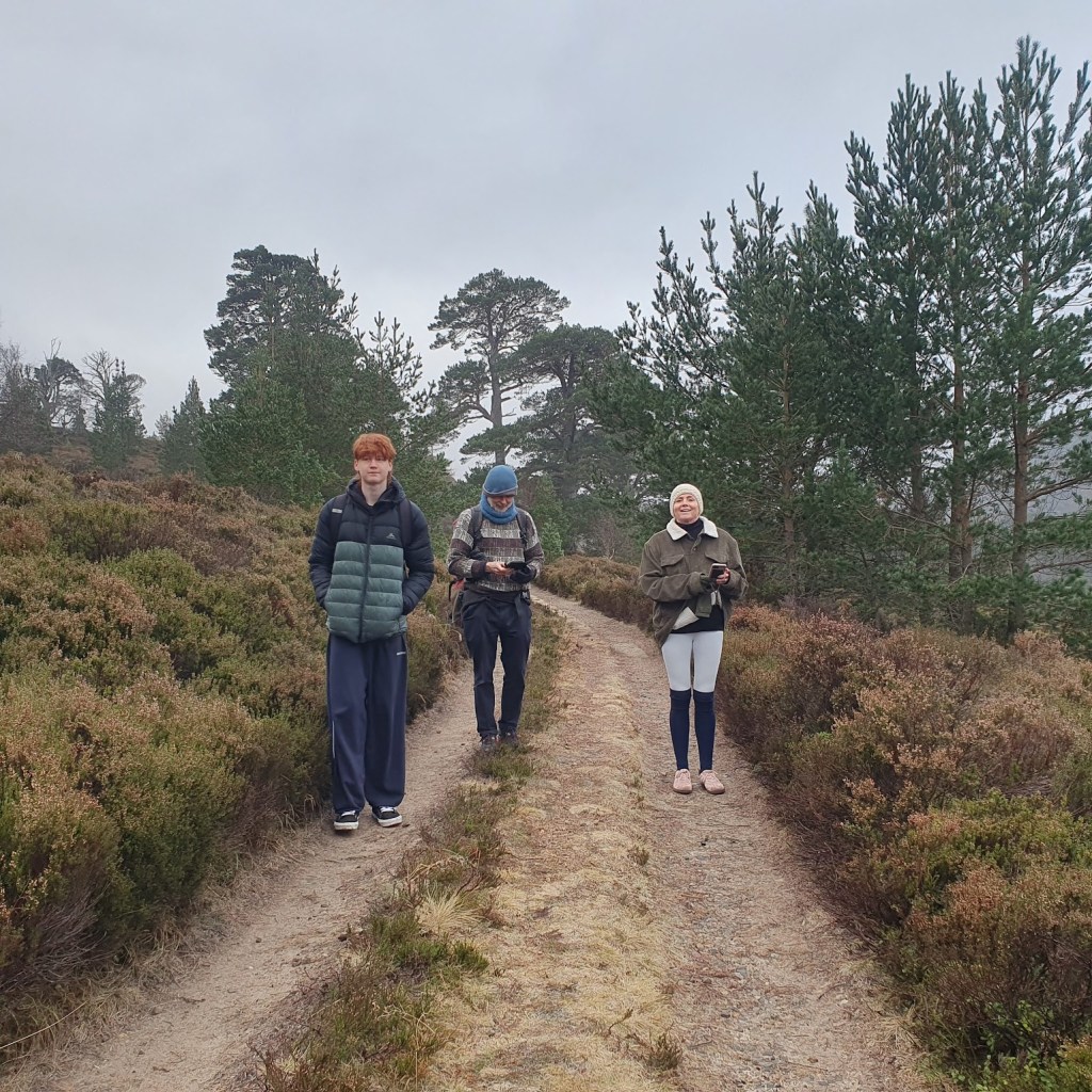 Oscar, Ben and Josey on the path.