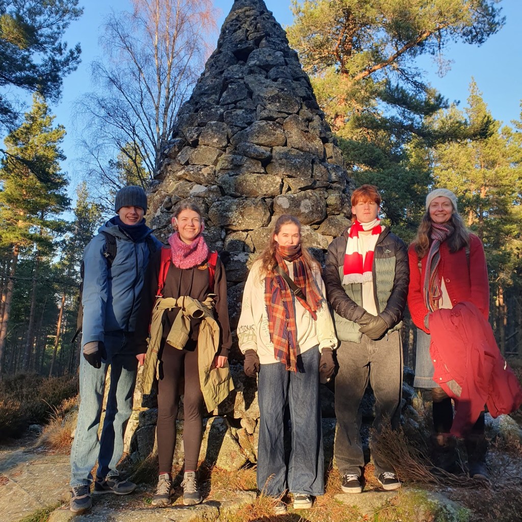 Daniel, Elizabeth, Maddy, Oscar and Rachel in front of Alice's Cairn.