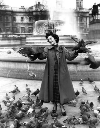 Elizabeth Taylor with Trafalgar Square pigeons