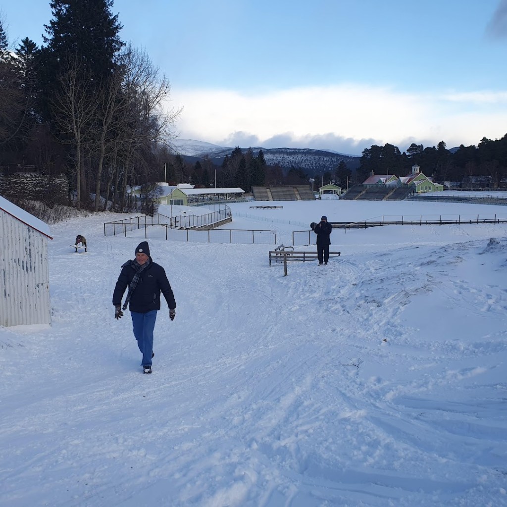 Dad walking up the slope
