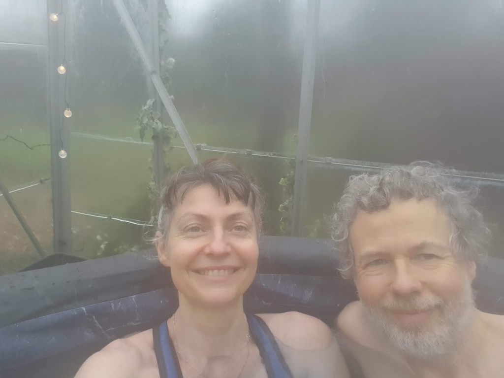 A selfie of me and Ben in the hot tub.