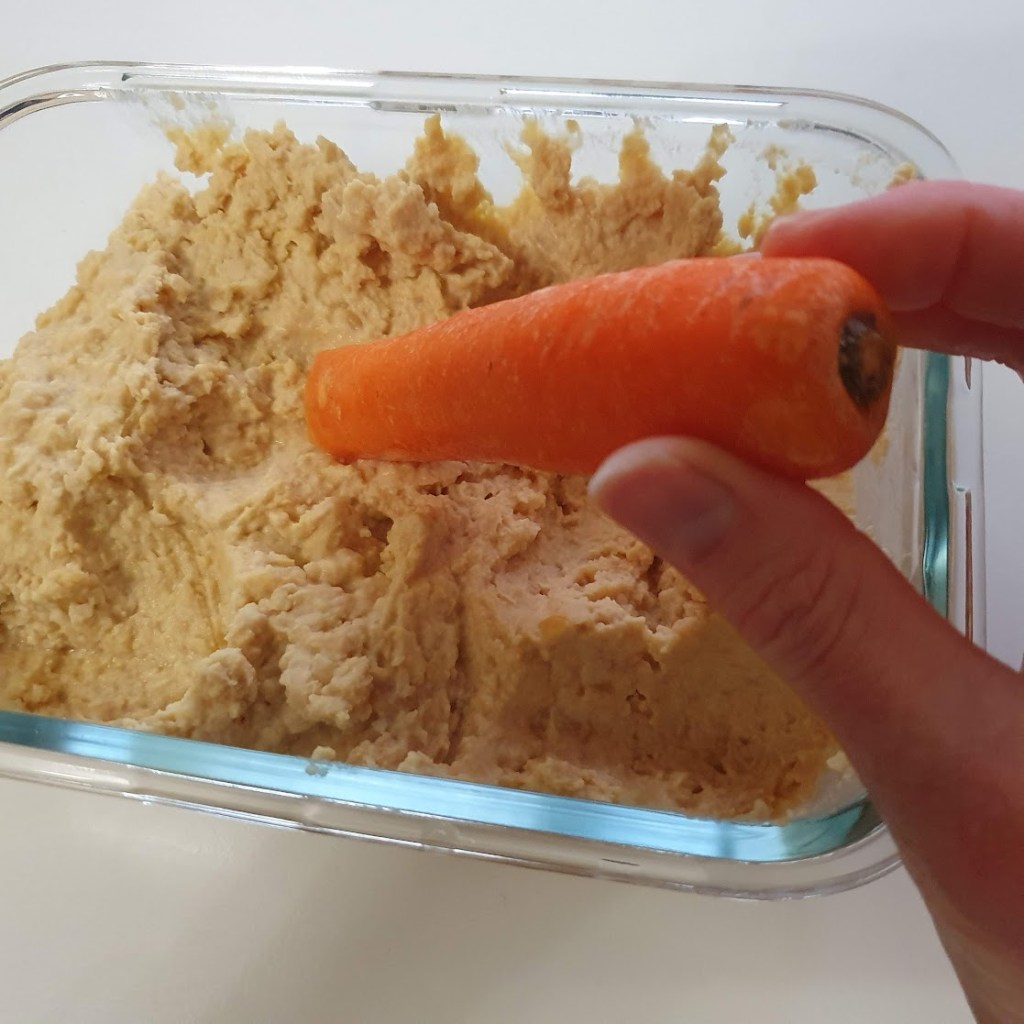 Carrot in my homemade hummus.