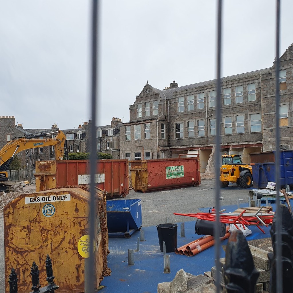 The playground is now a construction site and the tunnel demolished