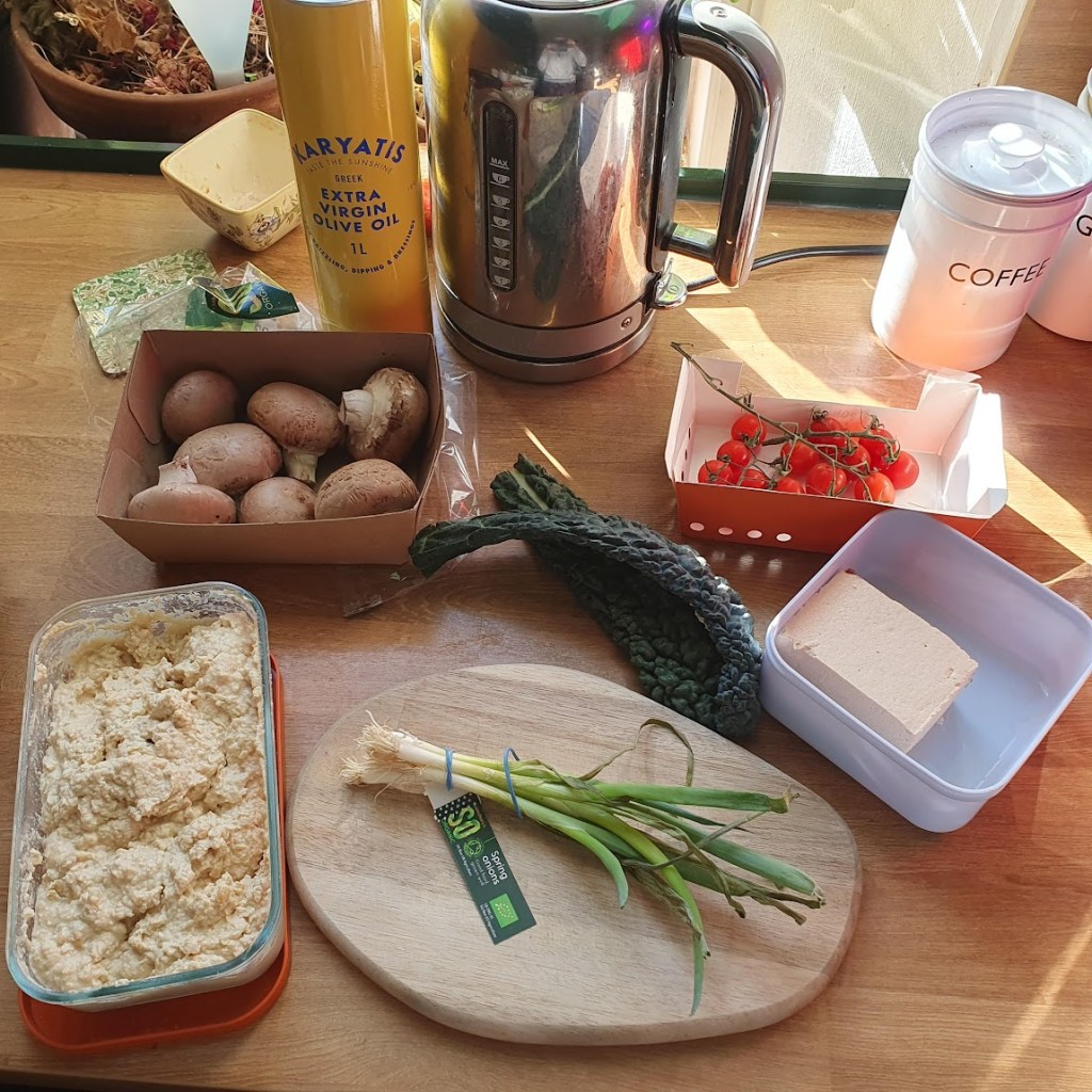 The ingredients layed out on the counter