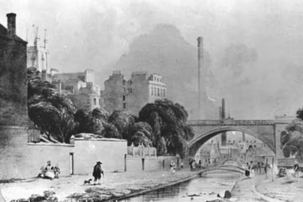 An old sketch of Aberdeen showing the Denburn.