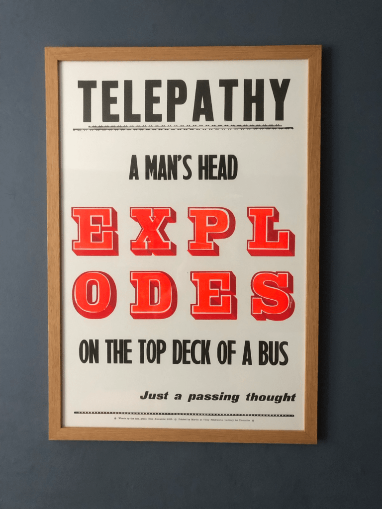 Telepathy
a man's head explodes on the top deck of a bus