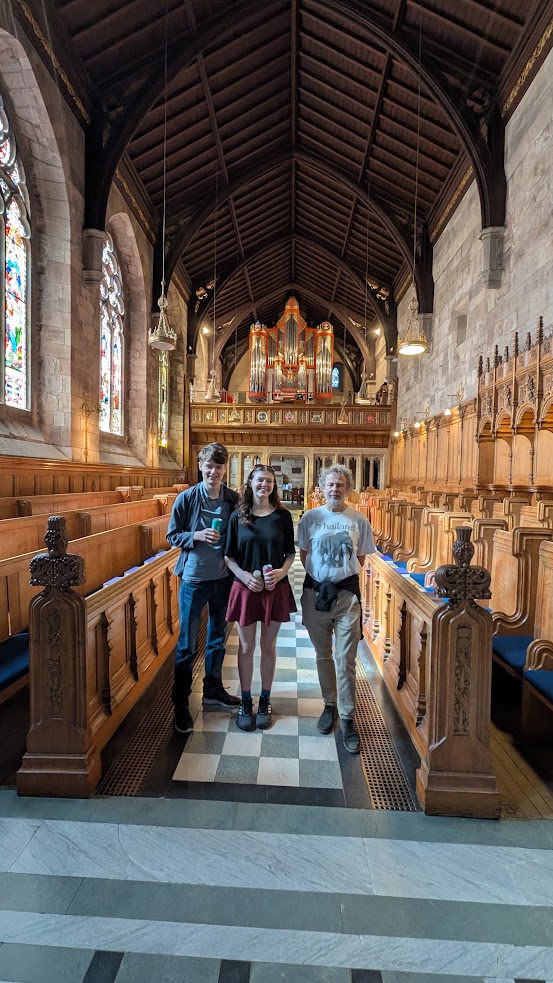 Daniel, Elizabeth and Ben in St Salvator's Chapel. 