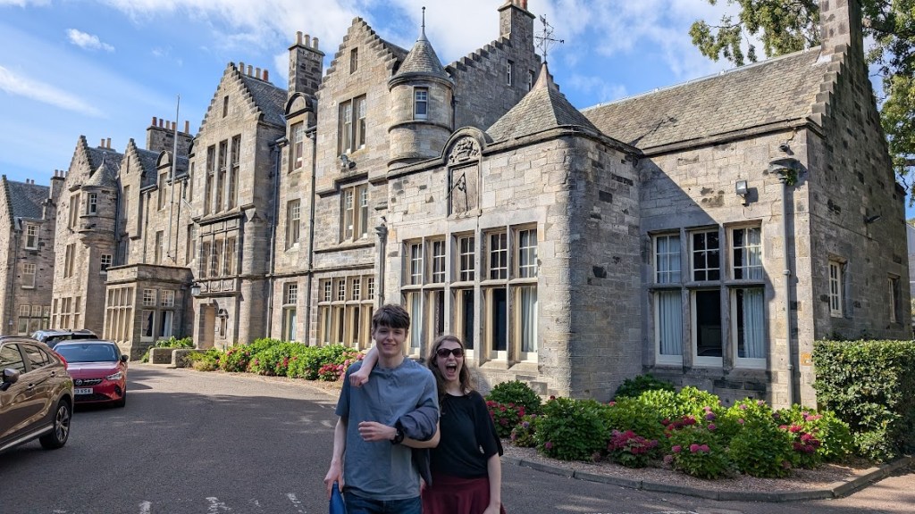 Elizabeth and Daniel outside University Halls