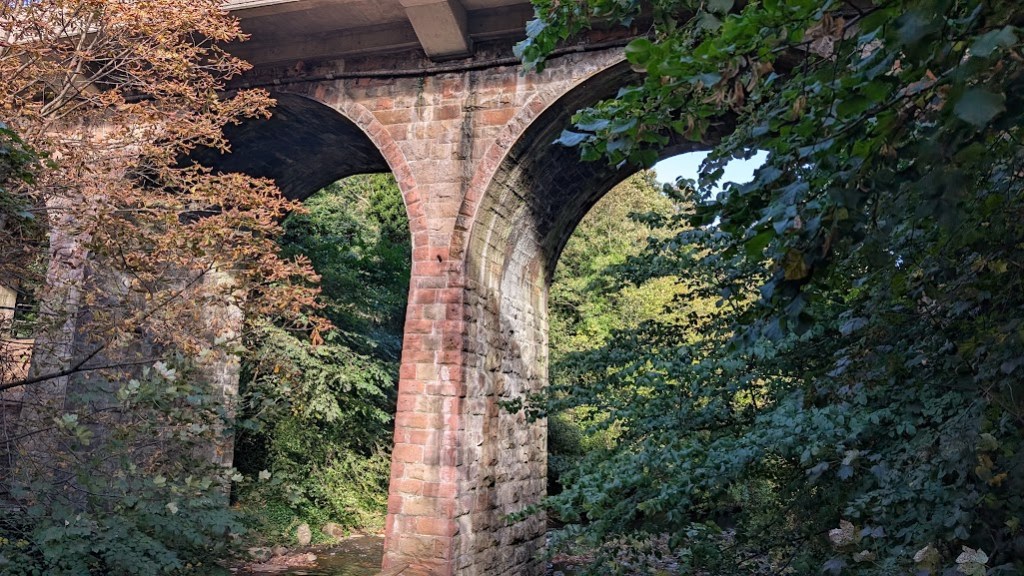 A lovely old red brick bridge