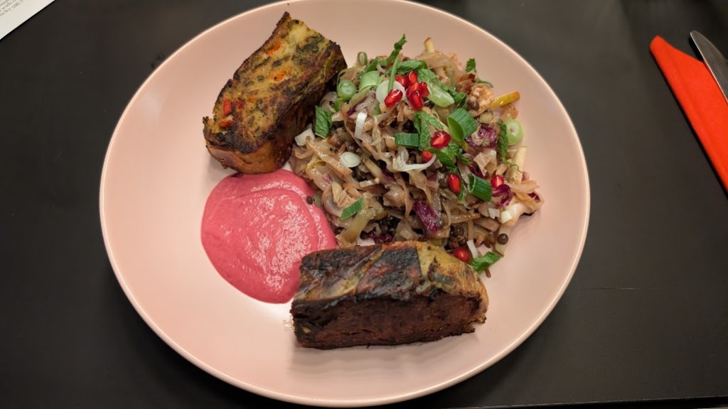 The tray bake at Pulse with a side salad