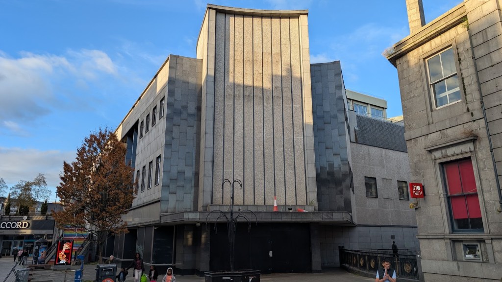 The exterior of the old M&S building where Wallace Tower once stood. 
